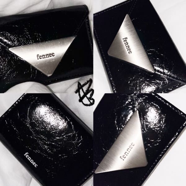 ★Fennec★ [20% coupon]TRIANGLE SLIT CARD HOLDER BLACK CRINKLE SOFT CARD CASE - BLACK - Fennec