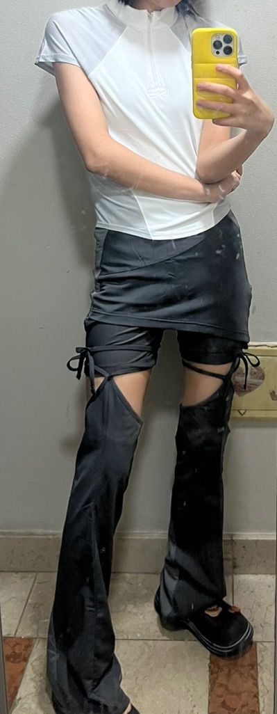 【OJOS】23SS★ Detachable Strap Skirt Shorts OJOS | Detachable Strap Skirt Shorts - Charcoal