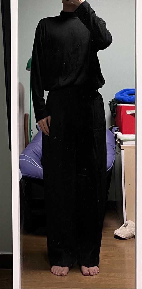 MUSINSA | NONBLANK Double pin tuck wide slacks_BLACK