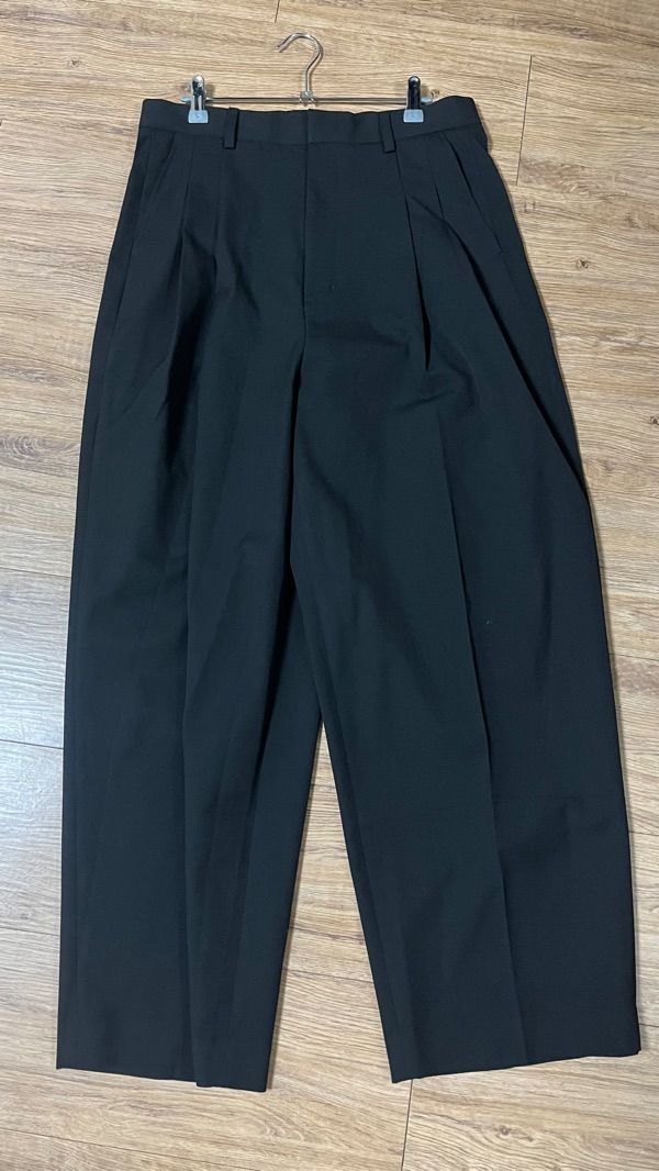 MUSINSA | NONBLANK Double pin tuck wide slacks_BLACK