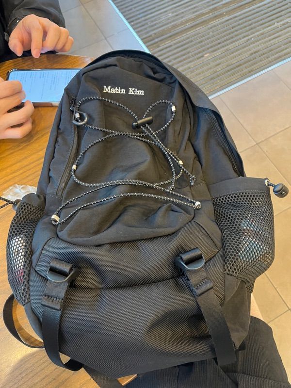 Matin kim ブラックナイロンマザーズバッグ MATIN KIM 新作 トートバッグ TRIPLE POCKET WRINKLE SHOULDER