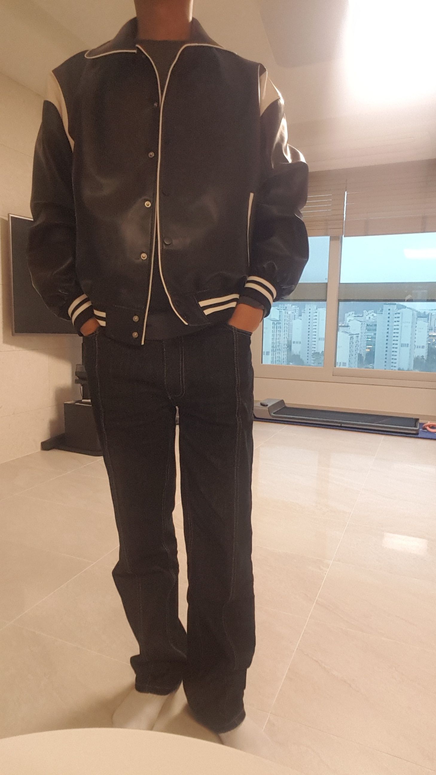 UARBAN CITY スタンドカラー レザージャケット L 中綿 ブラック fit=scale-down,w=1200