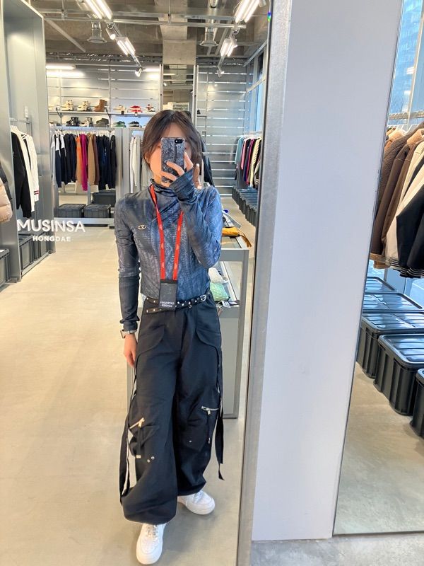 MUSINSA | NACHE CONVEX TIE CARGO PANTS (UNISEX) BLACK
