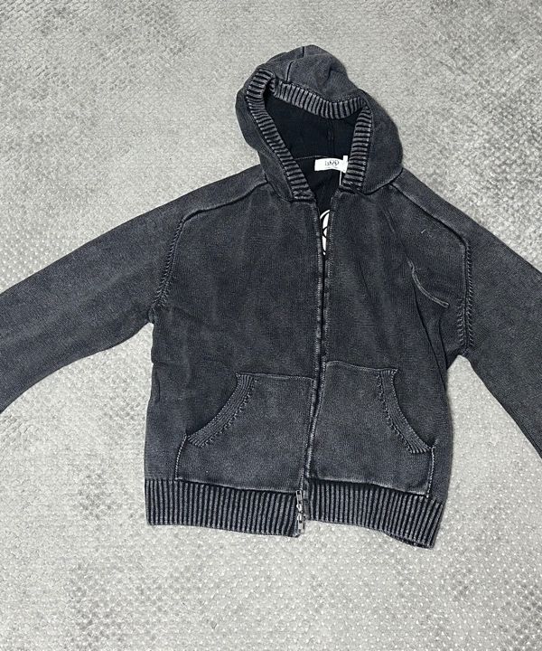 MUSINSA | LMOOD Peace Dyed Hoodie Knit Zip-up Stained Charcoal