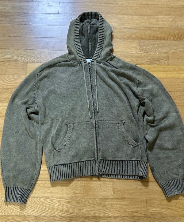 MUSINSA公式 | LMOOD Peace Dyed Hoodie Knit Zip Up Vintage Khaki