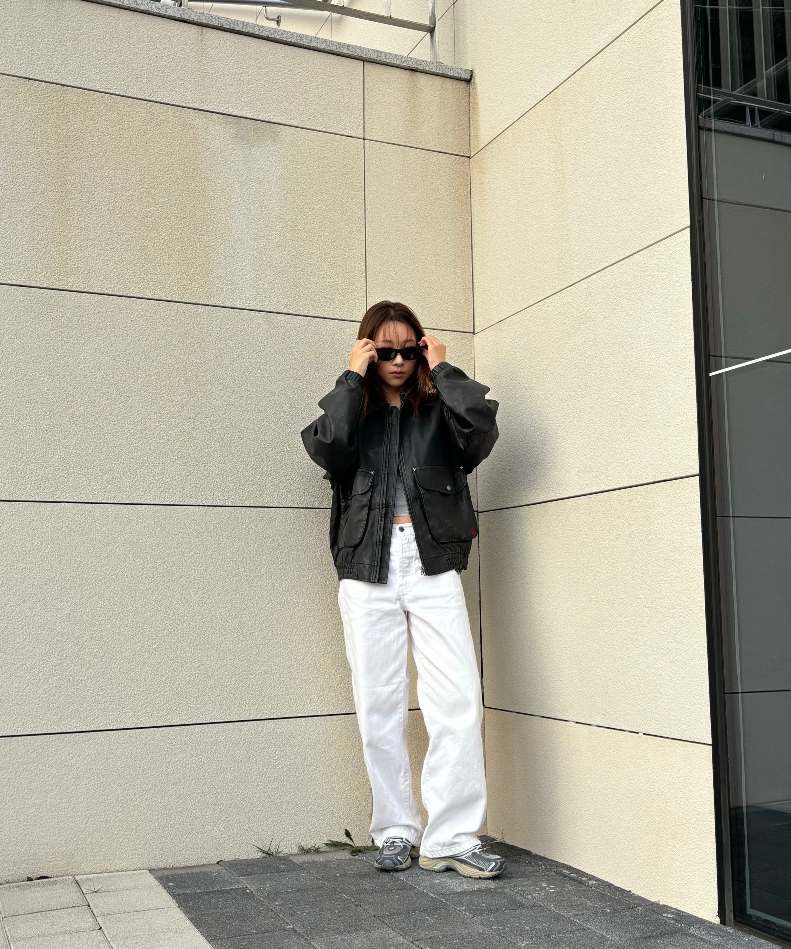 MUSINSA | BITTERCELLS Star Leather Jacket (Washed) (Over Fit) - Black