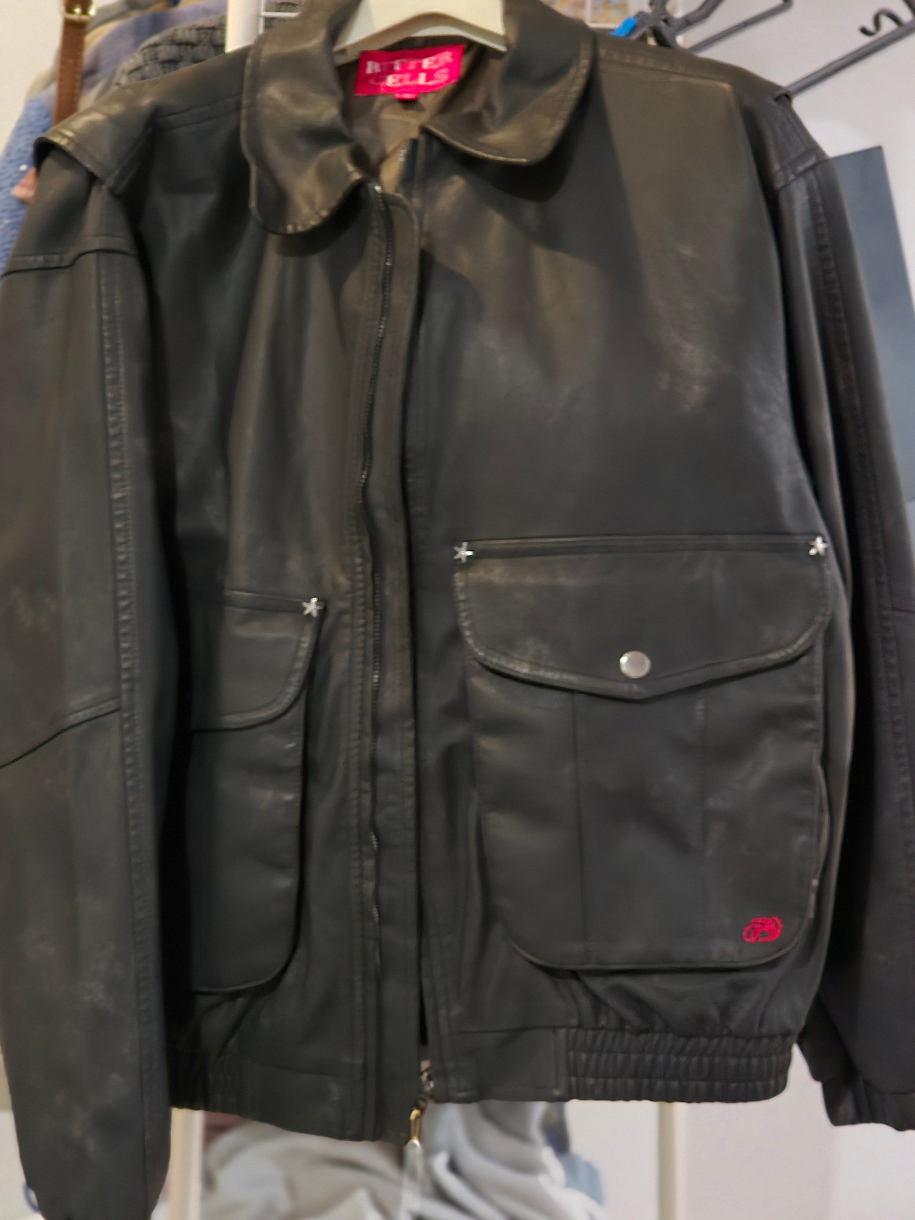 MUSINSA | BITTERCELLS Star Leather Jacket (Washed) (Over Fit) - Black