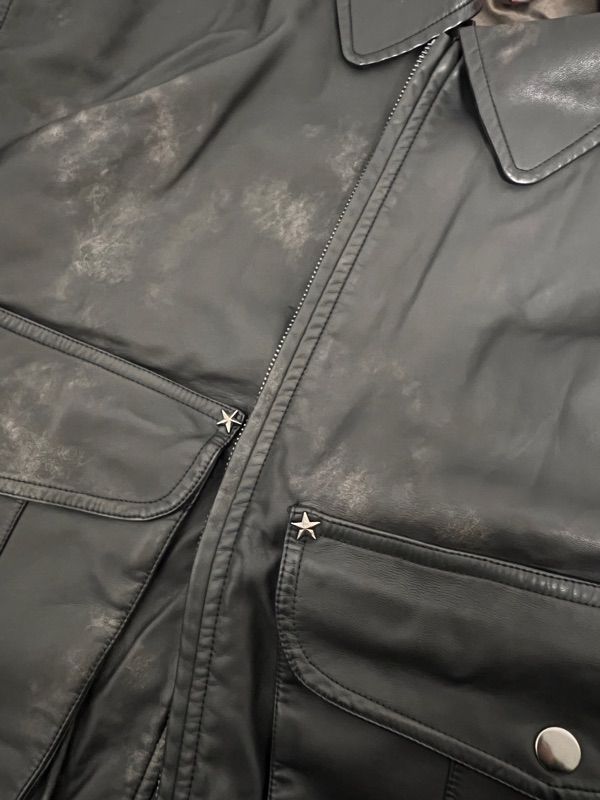 MUSINSA | BITTERCELLS Star Leather Jacket (Washed) (Over Fit