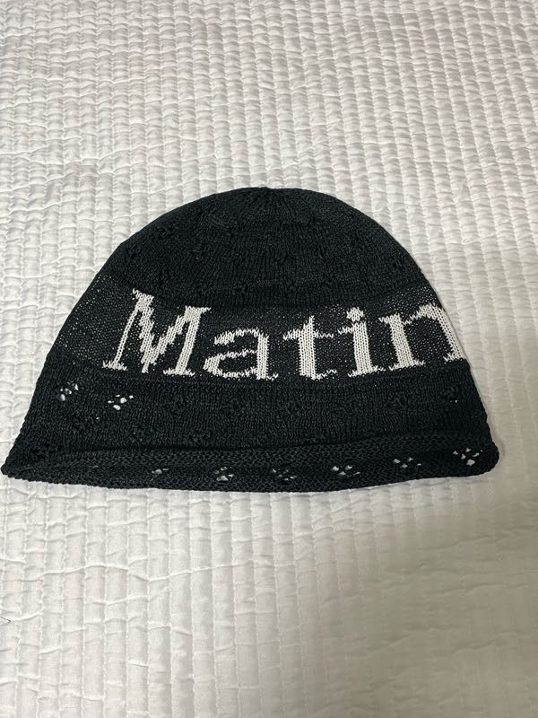 MUSINSA公式 | MATIN KIM MATIN LOGO CROCHET BEANIE IN BLACK