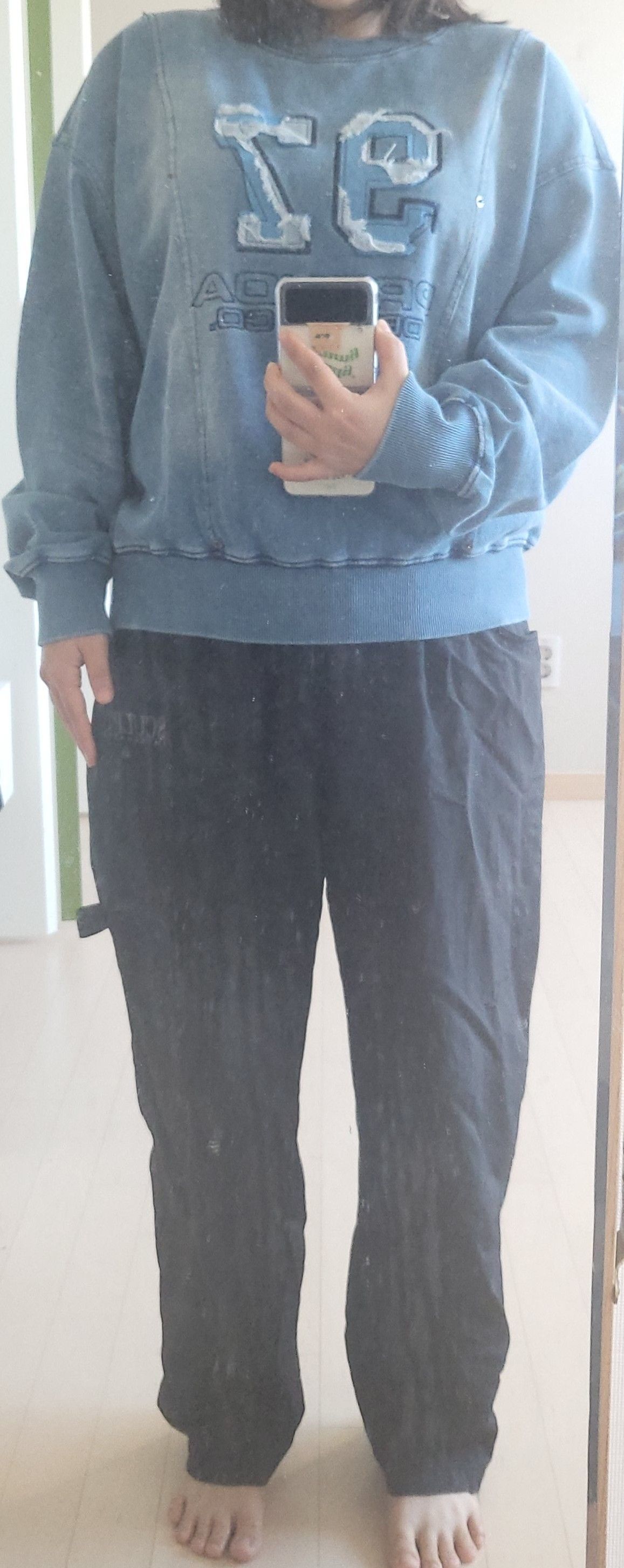 MUSINSA | PRENDA INDIGO WASHED SWEATSHIRT MID BLUE