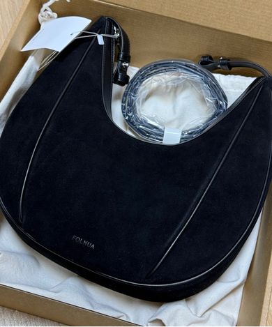 MUSINSA公式 | FOLNUA OVAL BAG [BLACK - SUEDE]