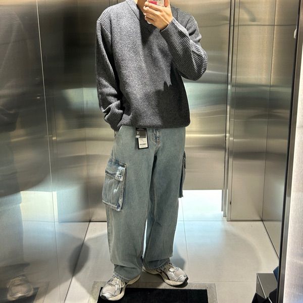 MUSINSA | MUSINSA STANDARD Wide cargo denim pants [sky blue]