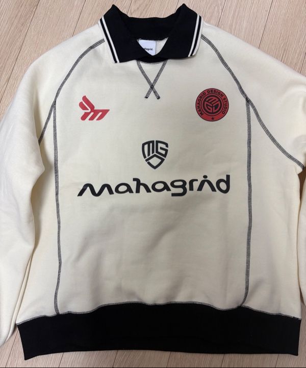 【mahagrid】23FW★ MGD FOOTBALL SWEATSHIRT APPLIQUE ZIP UP HOODIE[BLACK] - MAHAGRID