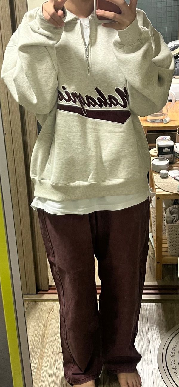 【mahagrid】23FW★ SCRIPT LOGO HALF ZIP SWEATSHIRT SCRIPT LOGO HALF ZIP UP [LIGHT GREY] - MAHAGRID