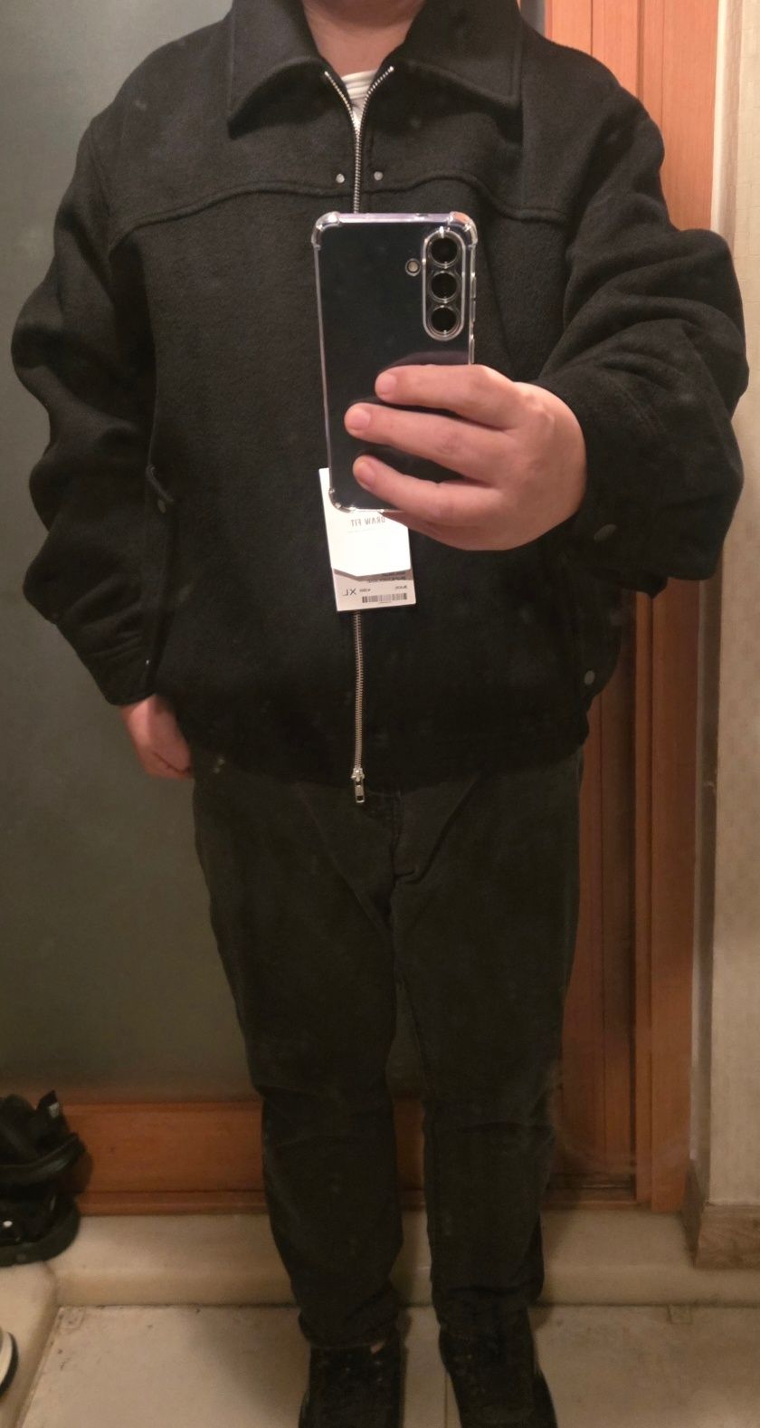 MUSINSA | DRAW FIT Wool collar zip-up blouson jacket [BLACK]