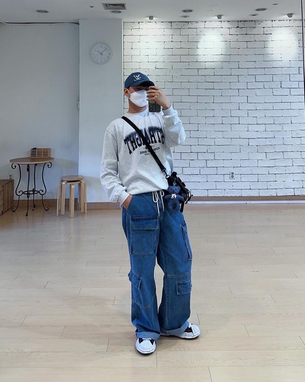 ★lalafox★CARGO DENIM HALF PANTS★Blue★韓国★大人気★ ☆IVE ウォニョン 着用！！【LALAFOX】DENIM CARGO PANTS BLUE