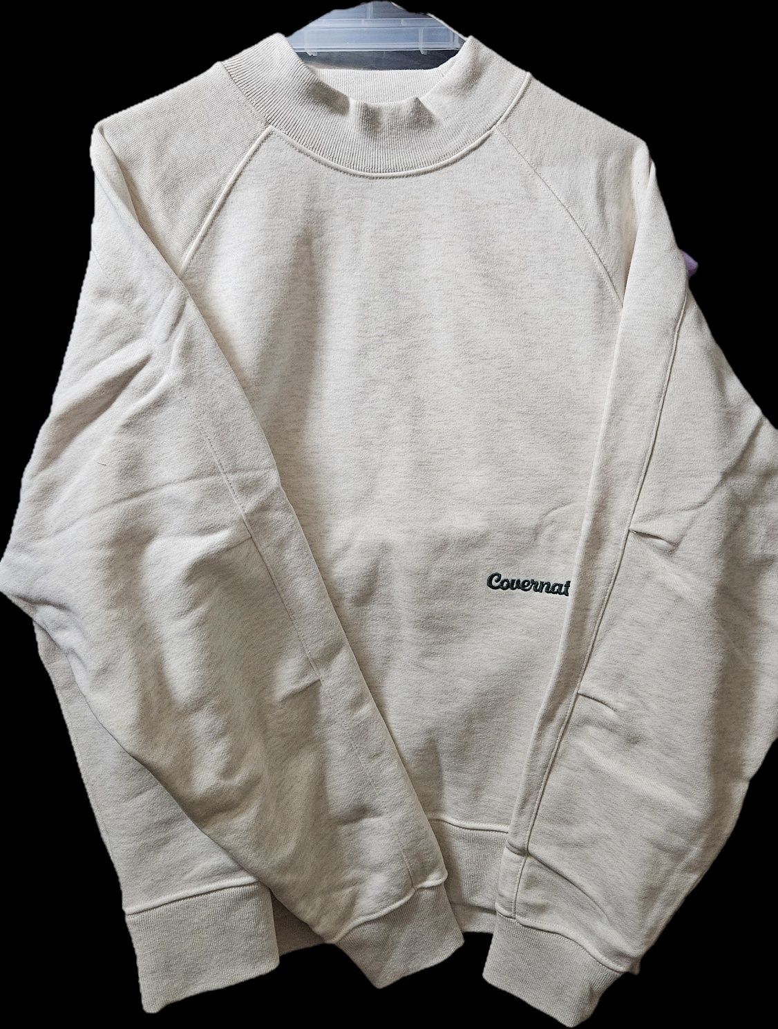 スウェット・トレーナー COVERNAT Mockneck semi over raglan man to man oatmeal MUSINSA | COVERNAT Mock Neck Semi Over Raglan Sweatshirt Oatmeal