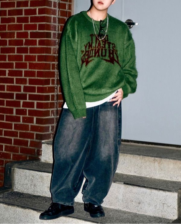 ★SUPERSUB★THUNDER Brushed Knit Hoodie★ SUPERSUB 】THUNDER BRUSHED KNIT HOODIE