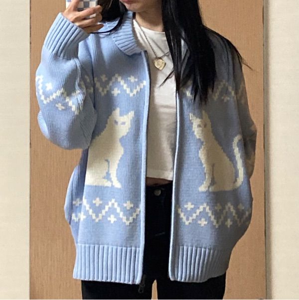 MUSINSA | CAVISH CATS ZIP UP CARDIGAN IVORY(CV2DFUK680A)