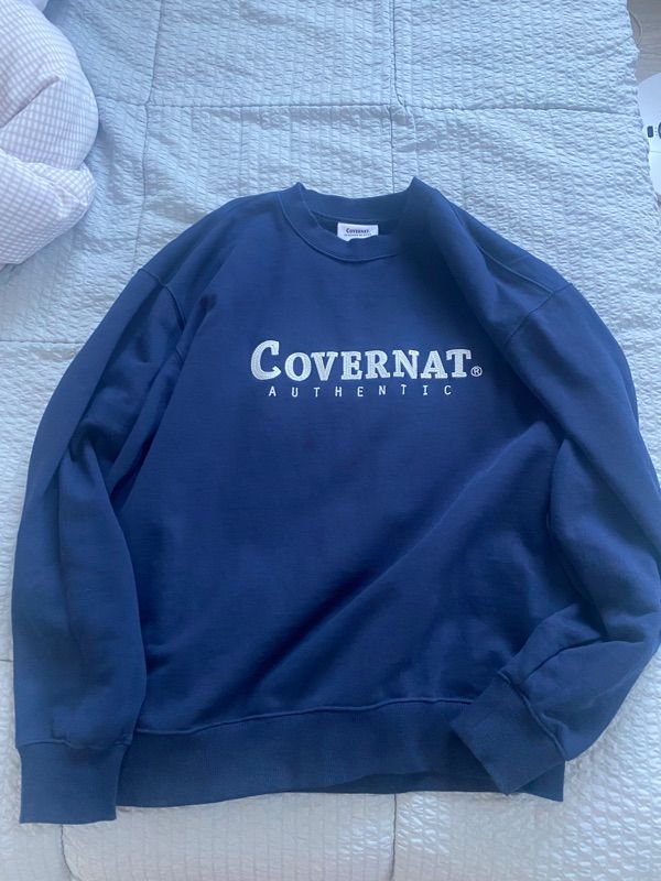 MUSINSA | COVERNAT Authentic Logo Sweatshirt Navy