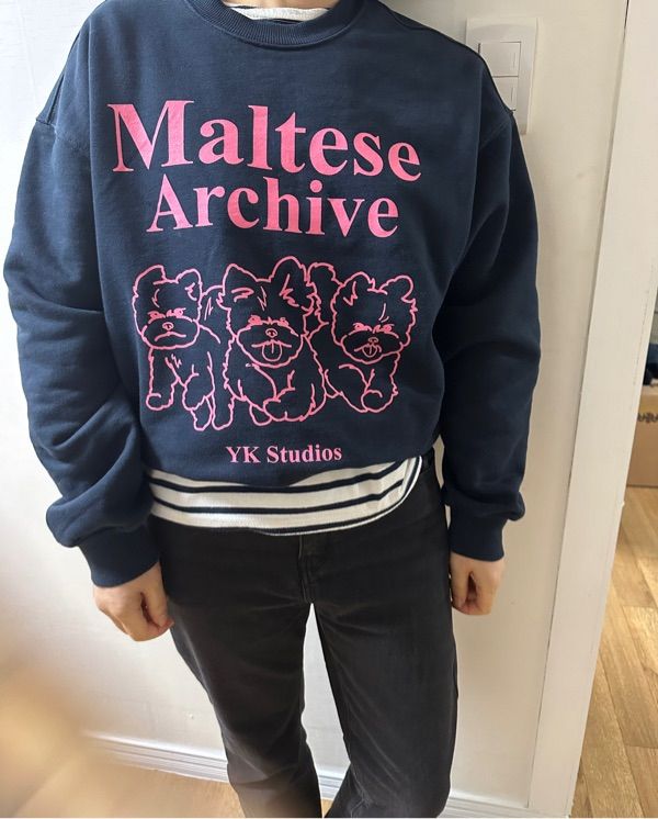 MUSINSA | WAI KEI Maltese Archive Line Graphic Sweatshirt White