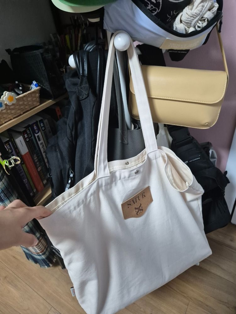 SATUR エコバッグ アイボリー キャンバス MUSINSA公式 | SATUR Logo All Day Canvas Bag Resort Ivory