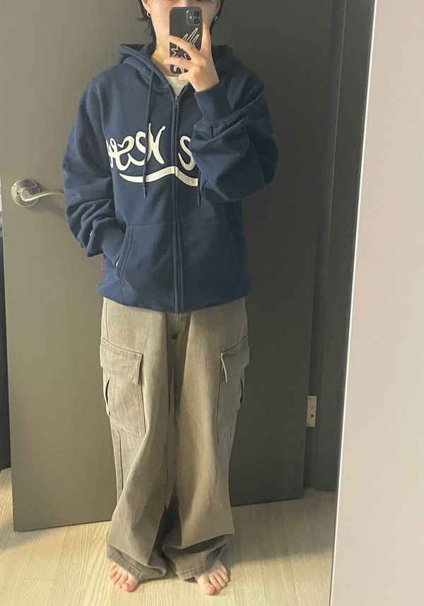 MUSINSA | YESEYESEE Y.E.S Snail Logo Zip-up Hoodie Navy