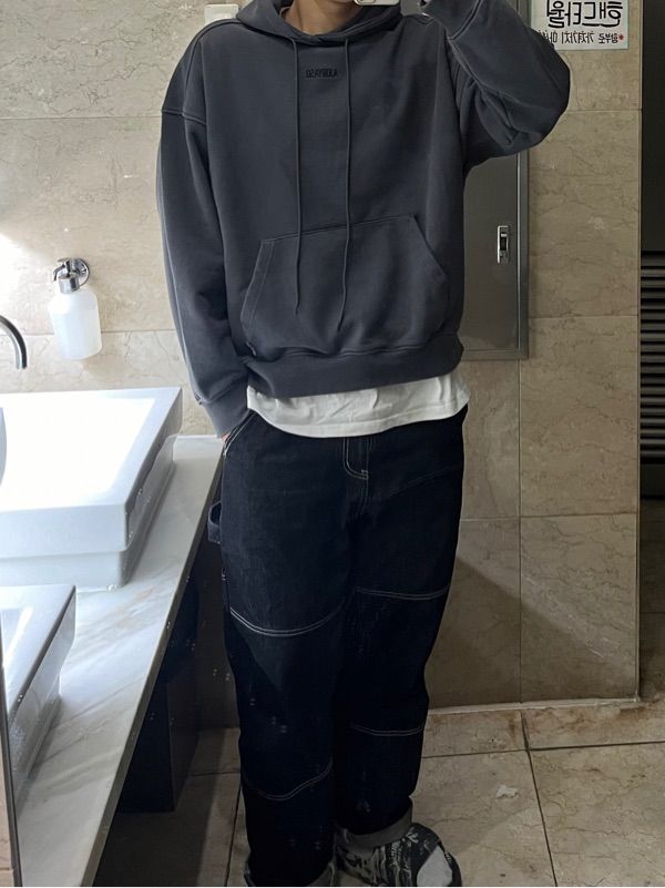 MUSINSA | AJOBYAJO [PBA] Five AJO Logos Washed Hoodie [KHAKI]