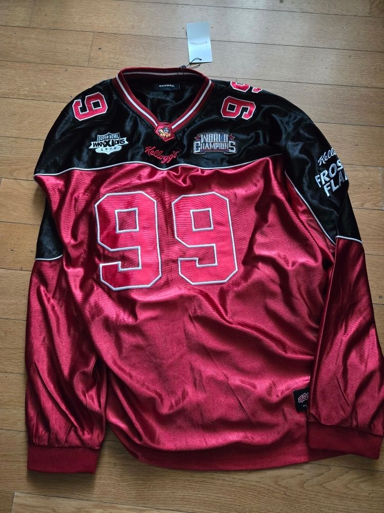 ヒョンジン着用 WKNDRS KELLOGG'S FOOTBALL JERSEY MUSINSA | WKNDRS KELLOGGS FOOTBALL JERSEY (BURGUNDY)