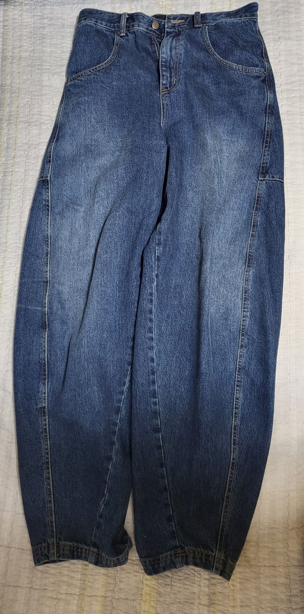 ☆人気☆【WOOALONG】☆Curve balloon wide denim pant.s☆ MUSINSA | WOOALONG Curve balloon wide denim pants - INDIGO