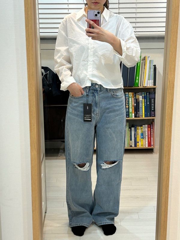 ★MUSINSA STANDARD★ Destroyed Knee Wide Denim Pants Gray MM MUSINSA | MUSINSA STANDARD Destroyed Knee Wide Denim Pants