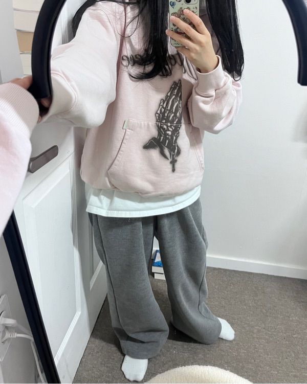 MUSINSA | SCULPTOR Praying Hoodie White Melange