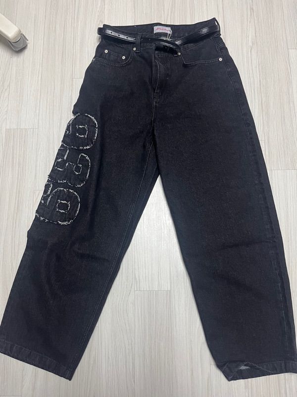 MUSINSA | ARCHIVE BOLD 939 APPLIQUE DENIM PANTS (BLACK)