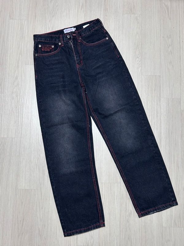 MUSINSA | ARCHIVE BOLD RED STITCH DENIM PANTS (BLACK)