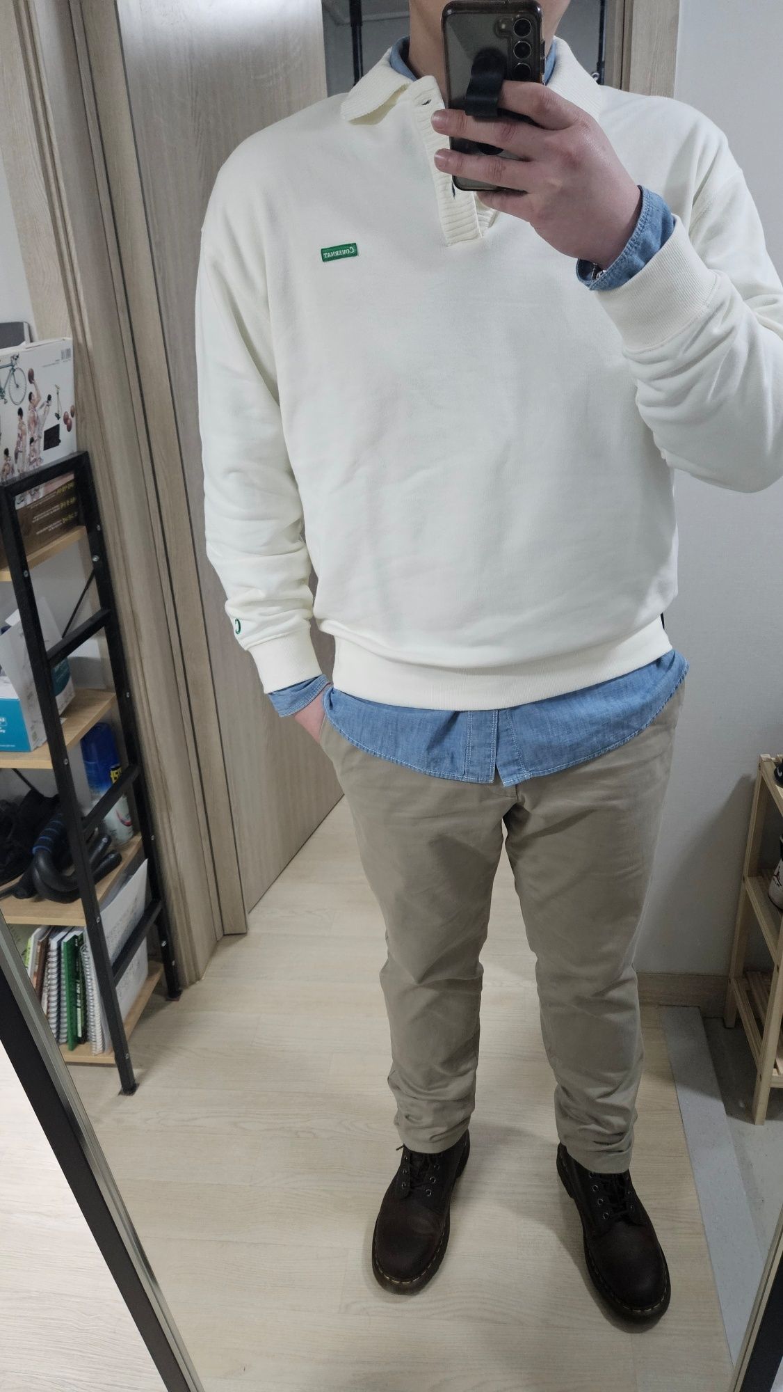 [COVERNAT]★KNIT COLLAR SWEATSHIRT MUSINSA | COVERNAT Knit Collar Sweatshirt Ecru