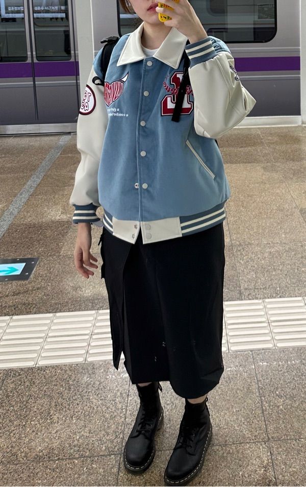 MUSINSA | LUV IS TRUE CH DEVIL VARSITY JACKET(NAVY)