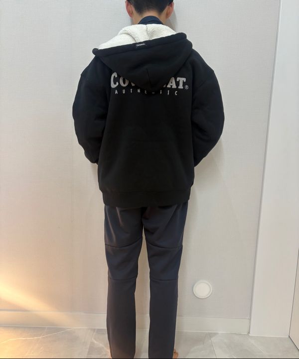 MUSINSA | COVERNAT boa hoodie zip up black