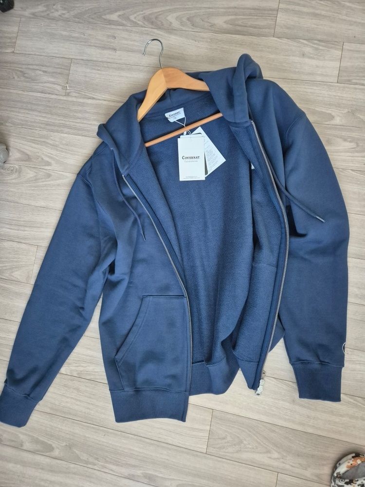 MUSINSA | COVERNAT Authentic logo hoodie zip-up dark blue