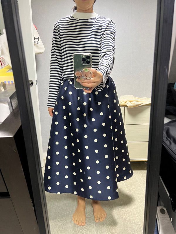 MUSINSA | MARDI MERCREDI VOLUME MAXI SKIRT CRAPE DOT_NAVY RED