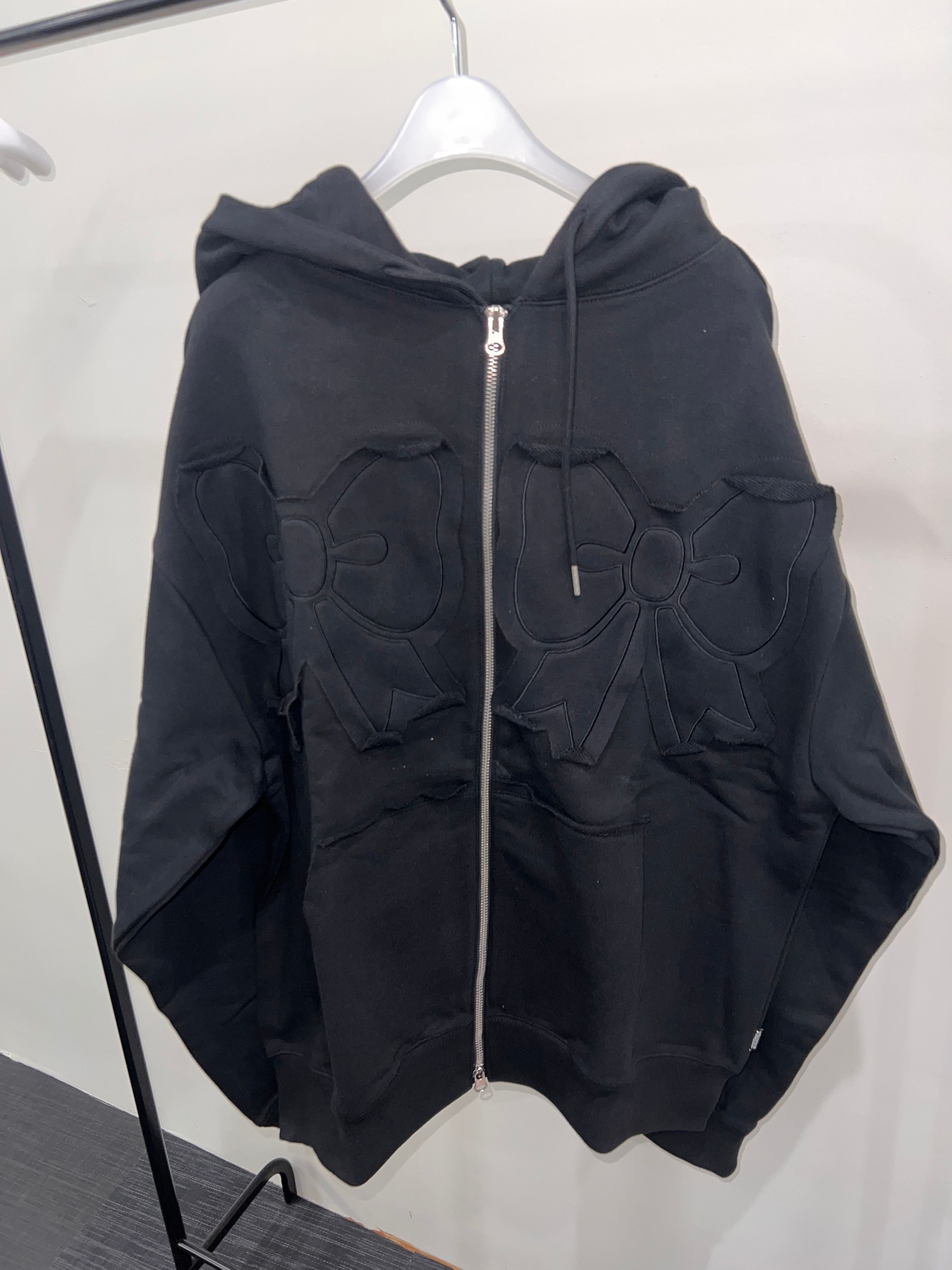 MUSINSA公式 | YOUHEE YOUHEE RIBBON HOOD ZIP-UP BLACK