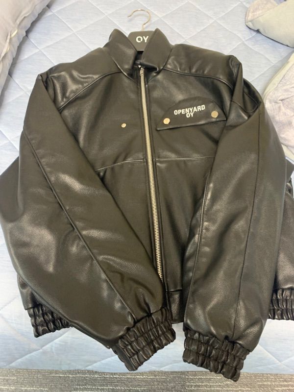 MUSINSA | OY VEGAN LEATHER BUTTERFLY BIKER JACKET-BLACK