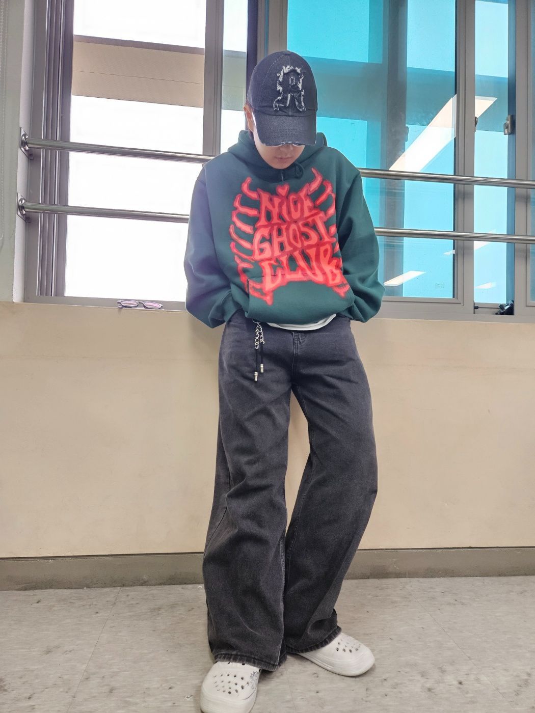 ★Nice Ghost Club★BIG SKULL LOGO HOODIE MUSINSA | NICE GHOST CLUB BIG SKULL LOGO HOODIE_GREEN