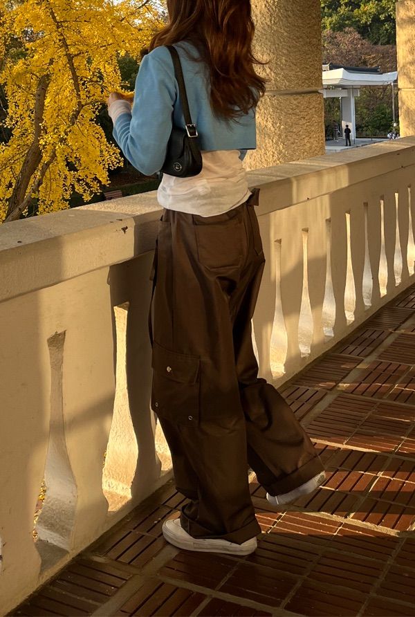 MUSINSA | ILLIGO String Cargo Banding Pants Brown