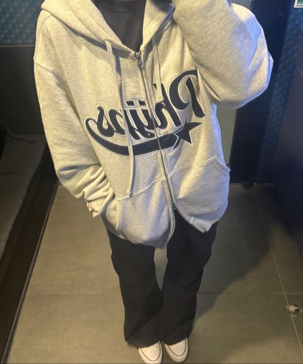 MUSINSA | PHYPS STAR TAIL HOODIE ZIP UP_GRAY