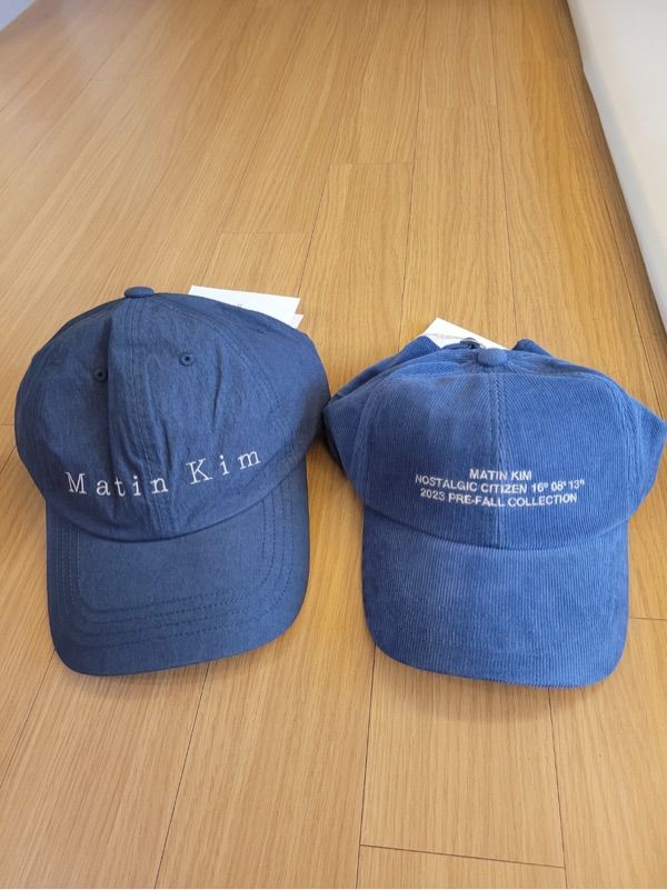 MUSINSA公式 | MATIN KIM CORDUROY LETTERING BALL CAP IN BLUE