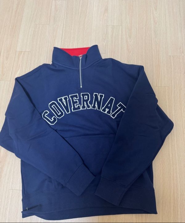 スウェット・トレーナー COVERNAT Overfit arch logo half zip-up sweatshirt navy MUSINSA公式 | COVERNAT Overfit Arch Logo Half Zip-up