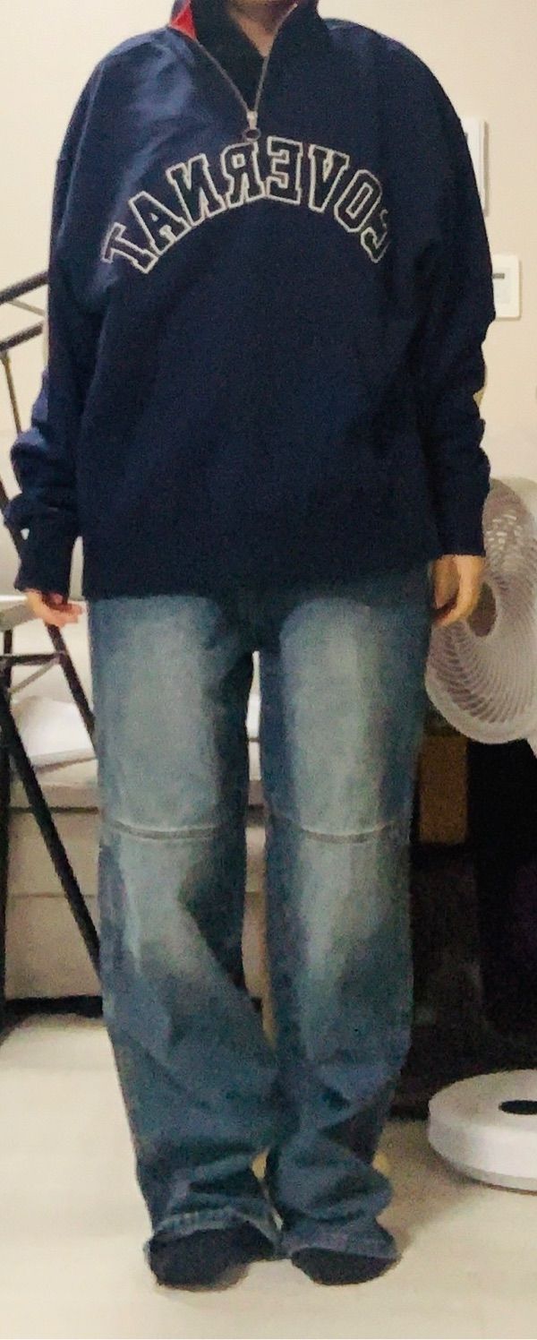 MUSINSA | COVERNAT Overfit Arch Logo Half Zip-up Sweatshirt Navy