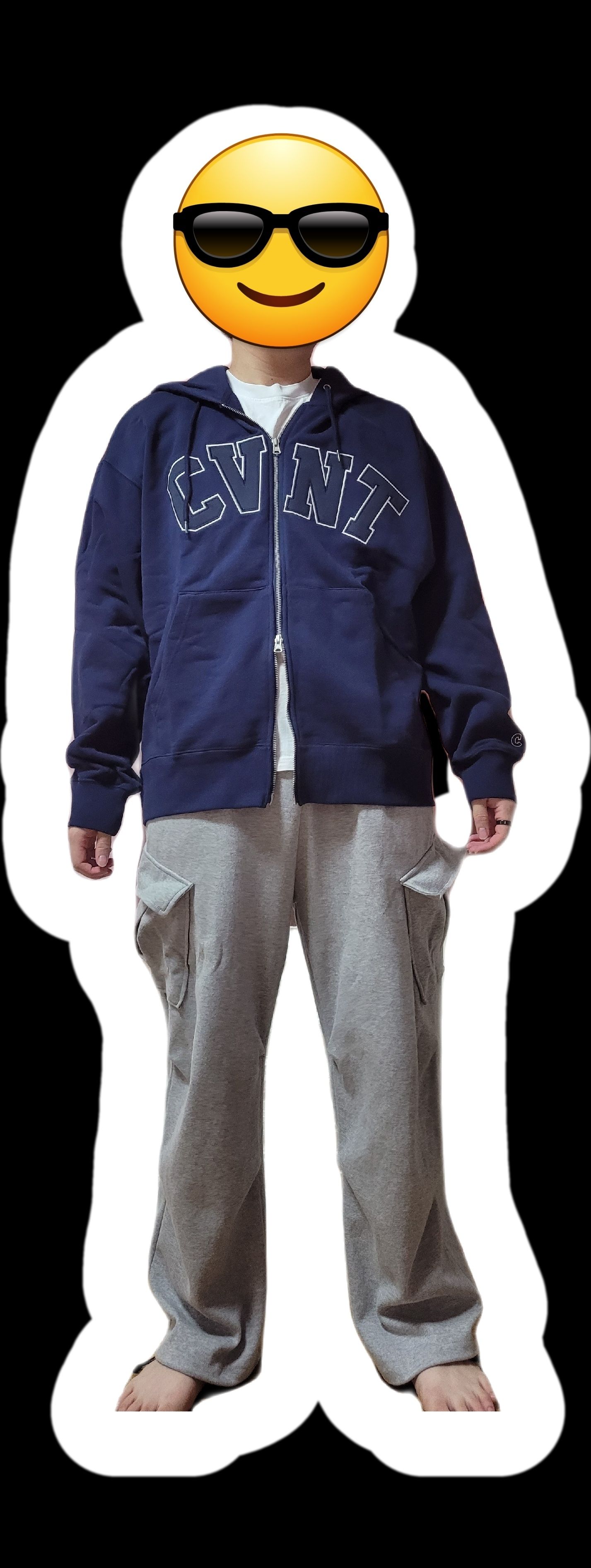 MUSINSA | COVERNAT Overfit CVNT Hoodie Zip Up Navy