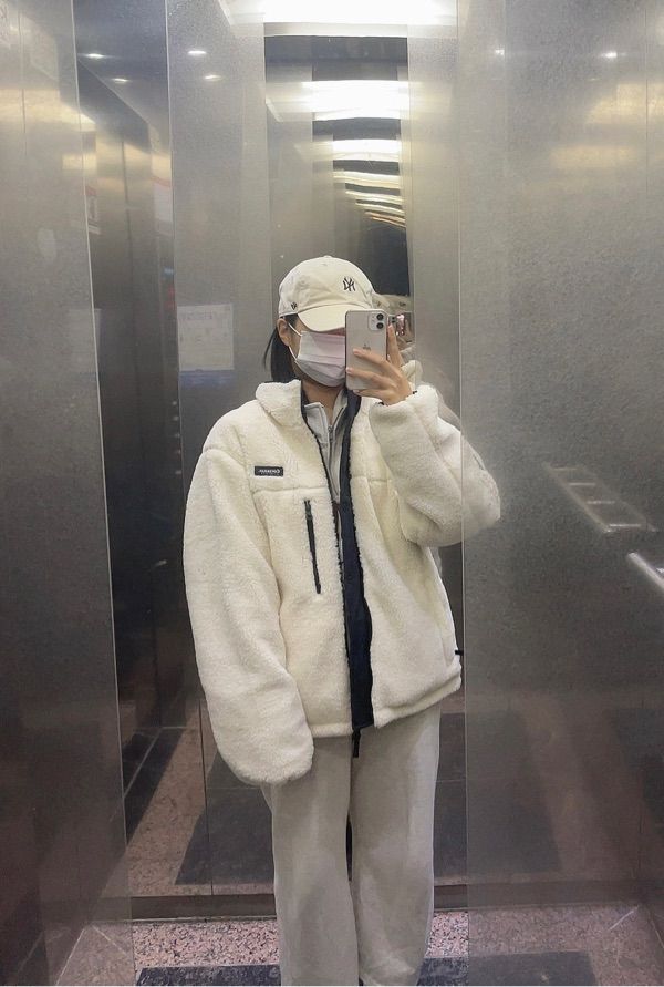 MUSINSA | COVERNAT Reversible Comfyboa Zip Up Jacket Ivory
