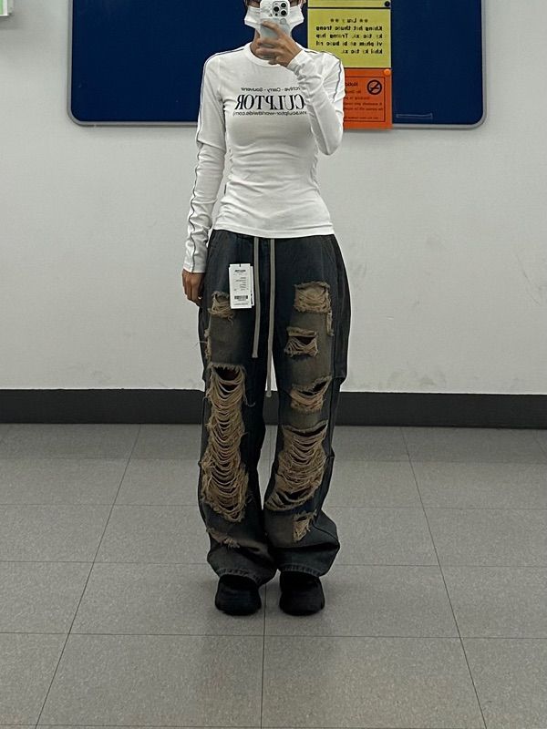 ★SCULPTOR★ Folding Waist Denim Pants Brushed Indigo SC23S4 MUSINSA | SCULPTOR Destroyed Denim Pants Brushed Indigo
